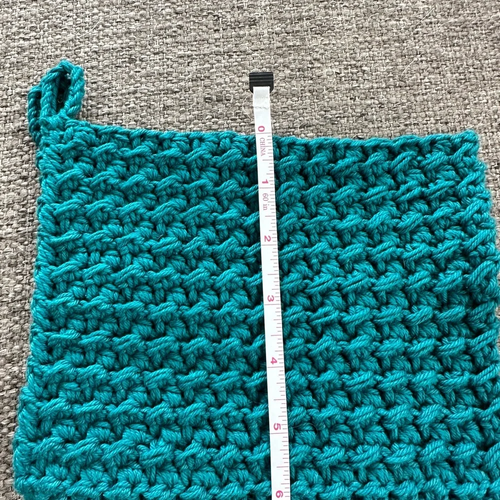 100% Farmhouse Cotton Handcrafted Teal Trivet Hot Pad Potholders